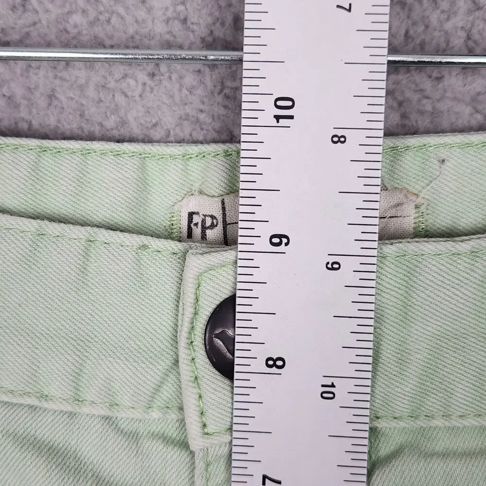 FREE PEOPLE Jeans Womens Size 29 Green Mint Ankle Zip Skinny Denim Pockets